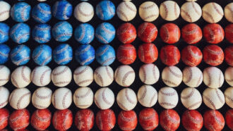 American flag in baseballs